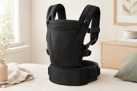 Porte-bébé Ergobaby Embrace en jersey noir, avec bretelles réglables et ceinture ventrale