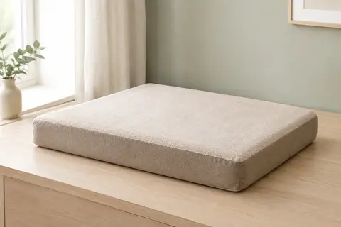 Matelas de berceau cododo beige en mousse perforée avec housse en fibre de bambou déhoussable