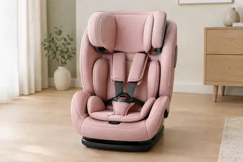 Siège auto Lionelo Levi i-Size rose avec appui-tête réglable, protections latérales et harnais à cinq points