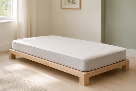 Matelas bébé Micamamellama Liso 10 Plus uni, présenté seul dans une chambre claire.