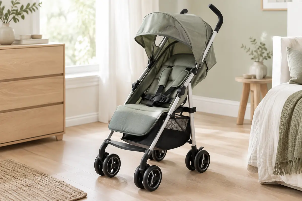 Poussette canne compacte Nania Myla avec canopy, panier de rangement et structure en aluminium